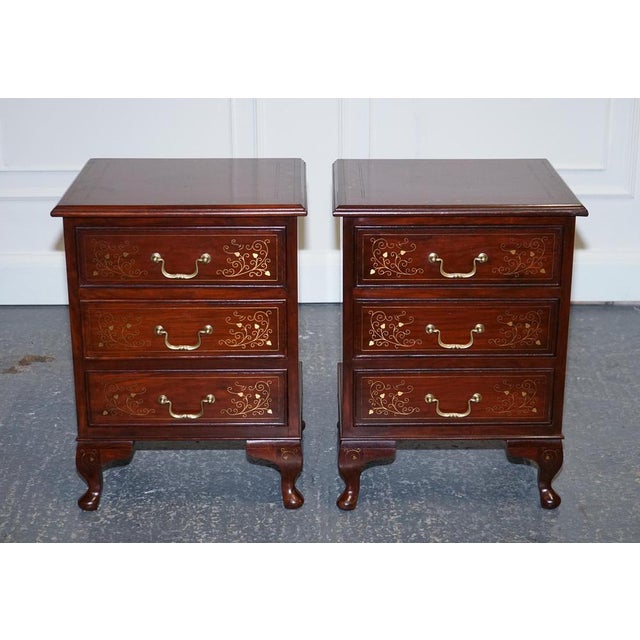 Anglo Indian Nightstands with Brass Inliad For Sale - Image 4 of 16