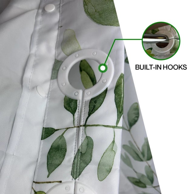 Textile Floral Hookless Shower Curtain 71Wx74L, No Hooks Needed, Snap-in Washable Liner For Sale - Image 7 of 7