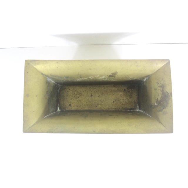Vintage Etched Brass Footed Indoor Planter Jardinière With Handles For Sale - Image 4 of 11