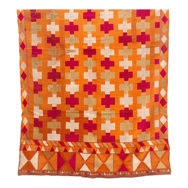 Antique Ceremonial Indian Phulkari Throw For Sale