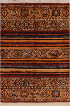 1990s Southwestern Tribal Khorjeen Wool Rug -5′ × 6′8″