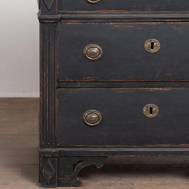 Pair, 19th Century Black Painted Swedish Gustavian Chest of Three Drawers For Sale - Image 17 of 18