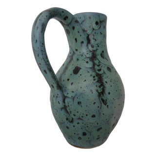 Turquoise Studio Ceramic Vase by Kerstin and Ralf Unterstab for Kunsttöpferei Unterstab, East Germany, 1960s For Sale