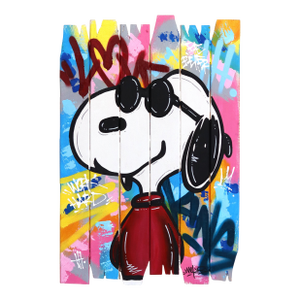 Street Life - Vibrant Colorful Graffiti Pop W/ Snoopy Cartoon Original Artwork by Naguy Claude