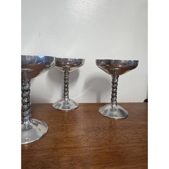 Vintage Spanish Plator Silverstone Silverplate Champagne Goblets, Set of 5 For Sale - Image 11 of 18