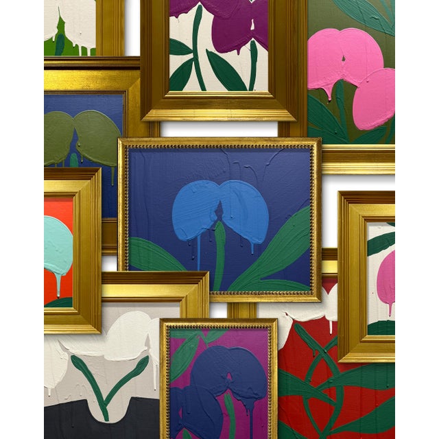 Abstract Ron Giusti Mini Tsubasa Orchid Cream Pink Acrylic Painting For Sale - Image 3 of 5