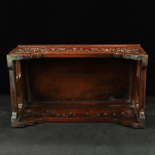 Brown Huali Rosewood Display Stand Inlaid With Mother-of-Pearl For Sale - Image 8 of 8