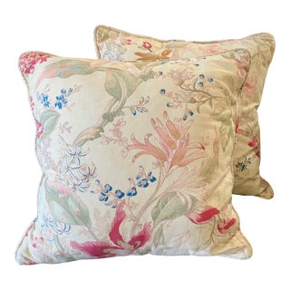 Vintage Botanical Floral Pillows- a Pair For Sale