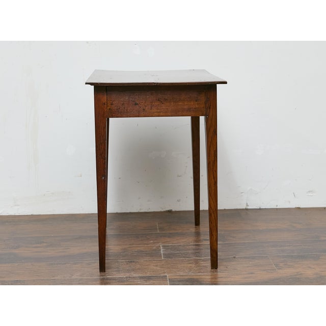 19th Century English Oak Table with Chippendale Brass Pull and Tapered Leg For Sale - Image 9 of 12