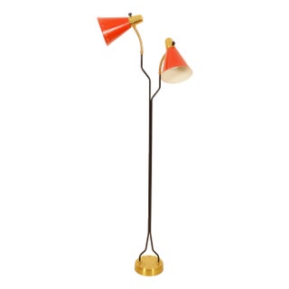 Floor Lamp in Brass & Lacquered Metal by Eskilstuna Elektro Fabriks Ab, 1960s For Sale