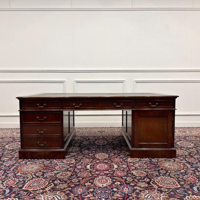 Large English Classic Partner Desk For Sale - Image 3 of 18