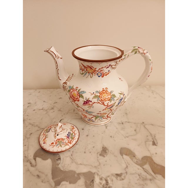 Antique French Porcelain Tea andCoffee Set Minton 252 Pattern by Sarreguemines, 1900, Set of 4 For Sale - Image 11 of 16
