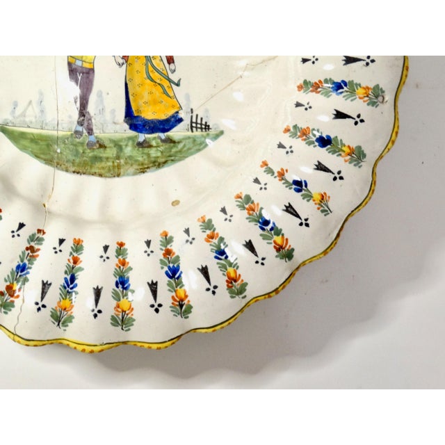 Late 18th Century 18th-Century Lobed Quimper Wedding Charger For Sale - Image 5 of 13