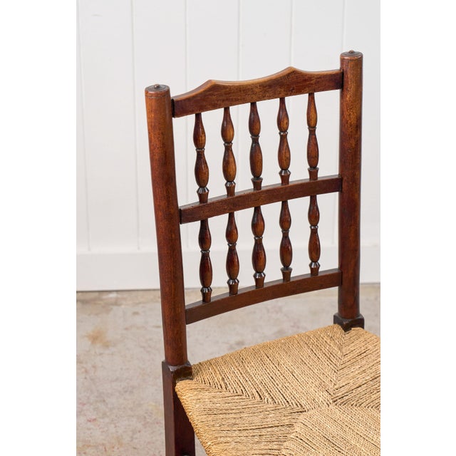 Early 19th Century Early 19th Century English Oak Spindle Back Chair With Rush Seat For Sale - Image 5 of 9