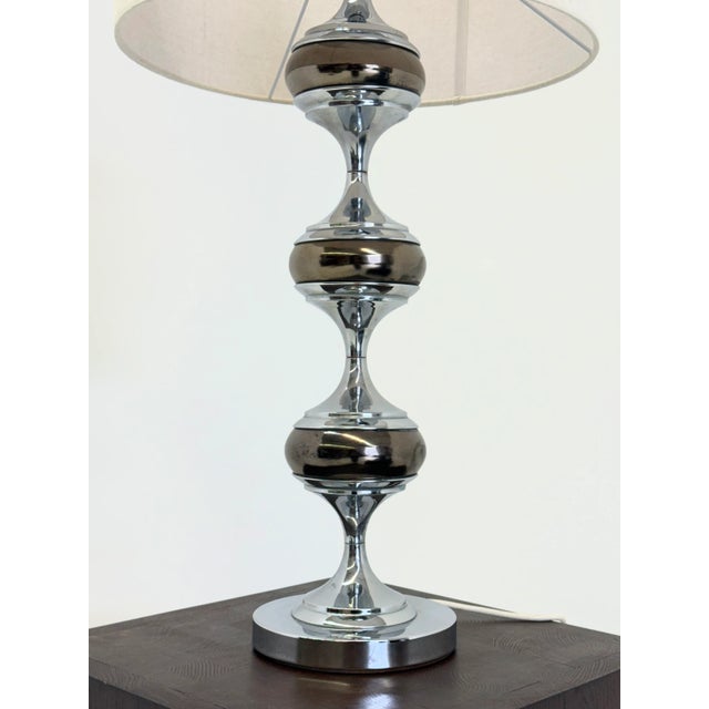 Textile Space Age Table Lamp with Sculptural Chrome Base, 1970s For Sale - Image 7 of 11