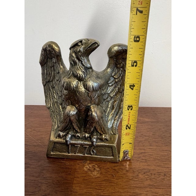 Vintage 1776 Brass Bald Eagle Bookend American Patriotic Federal Decor For Sale - Image 14 of 14