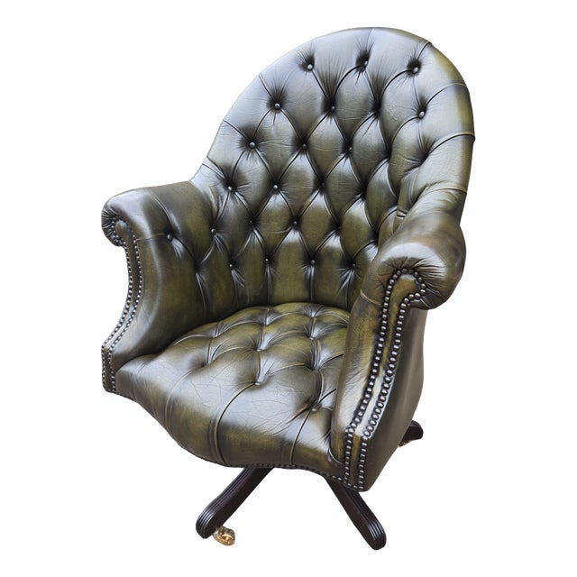 Leather Office Desk Chair, 1920s For Sale