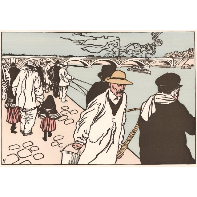 Charles Huard, Pêcheurs à la ligne, 1898, Lithograph For Sale - Image 3 of 9