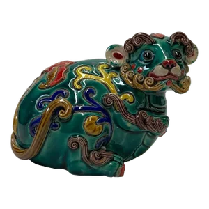 Handmade Green Small Ceramic Artistic Mouse Figure Display Art