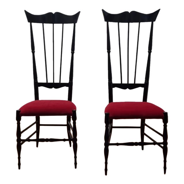 Set of Vintage High Back Chiavari Chairs, Italy, 1950s For Sale