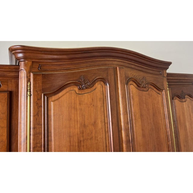 Vintage French Louis XVI Style Carved Oak 4-Door Armoire For Sale - Image 5 of 12