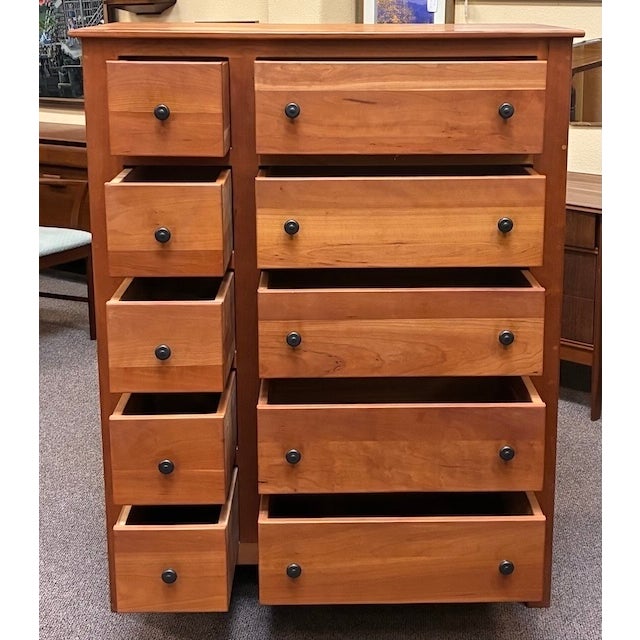 Vintage Amish Solid Cherry Tall Chest of Drawers c.1980 For Sale In San Francisco - Image 6 of 9