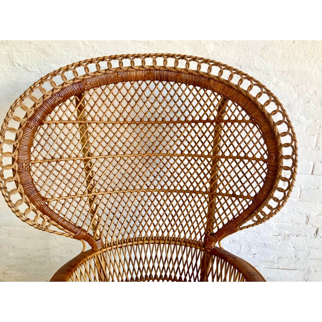 Vintage Italian Peacock Wicker Armchair, 1960s For Sale - Image 6 of 15
