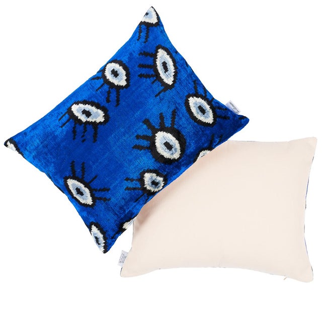 Contemporary Schumacher Bodrum Silk Velvet 20" Lumbar Pillow in Indigo For Sale - Image 3 of 5