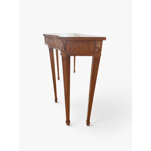 Wood Maitland Smith Leather-Top Mahogany Adam Style Console Table — 60” For Sale - Image 7 of 17