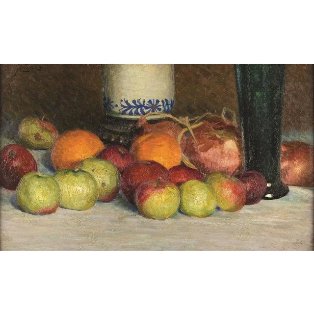 Still Life is a mixed colored oil painting on board realized by Giovanni Battista Crema (1883-1964) in the 1920s. Signed...