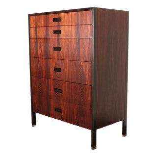 Vintage Six-Drawer Rosewood and Mahogany Highboy Chest Dresser by Harvey Probber For Sale