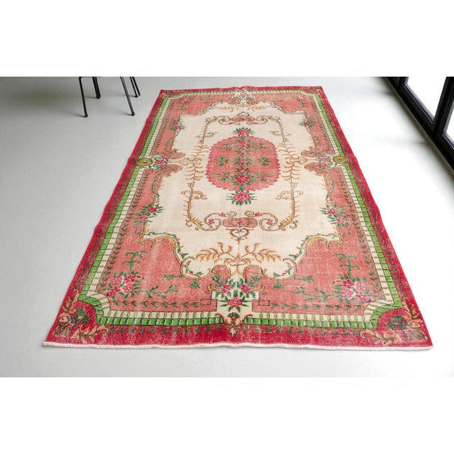 Mid 20th Century Oushak Turkish Handknotted Rug For Sale - Image 4 of 10