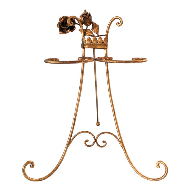 Vintage Italian Gilded Tea Towel Holder For Sale