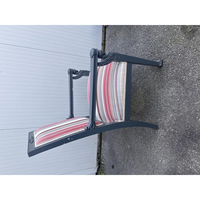 Armchair in Gray Lacquered Wood and Striped Rubelli Fabric For Sale - Image 4 of 11