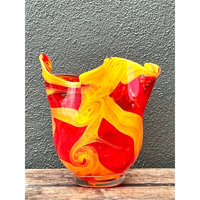 Vintage Italian Art Glass Vase After Murano For Sale - Image 12 of 12