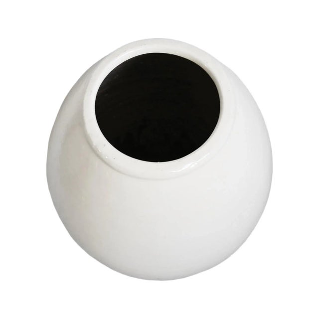Asian Modern Vintage White Milk Oblong Ceramic Vase For Sale - Image 4 of 8