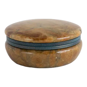 Vintage Round Alabaster Jewelry Box