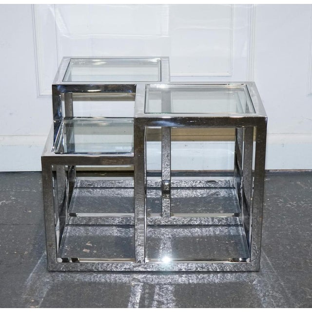 Glass Art Deco Style Glass and Polished Stainless Steel Side Tables from Casa Padrino, Set of 2 For Sale - Image 7 of 16