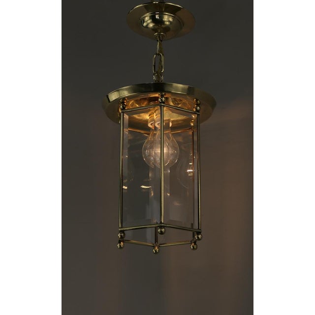 Gold Art Deco Viennese Pendant Chandelier with Hand-Cut Glass, 1920s For Sale - Image 8 of 10