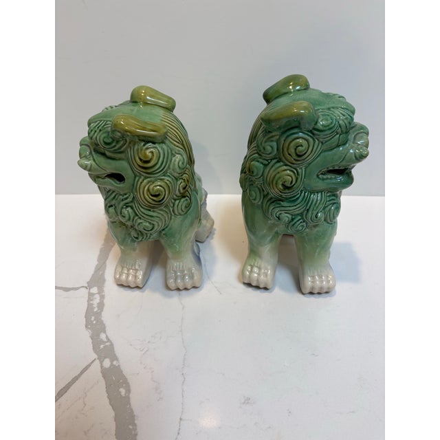 Green Vintage Chinoiserie Foo Dogs - A Pair For Sale - Image 8 of 12