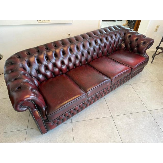 Chesterfield Four Seater Club Sofa in Oxblood For Sale - Image 14 of 18
