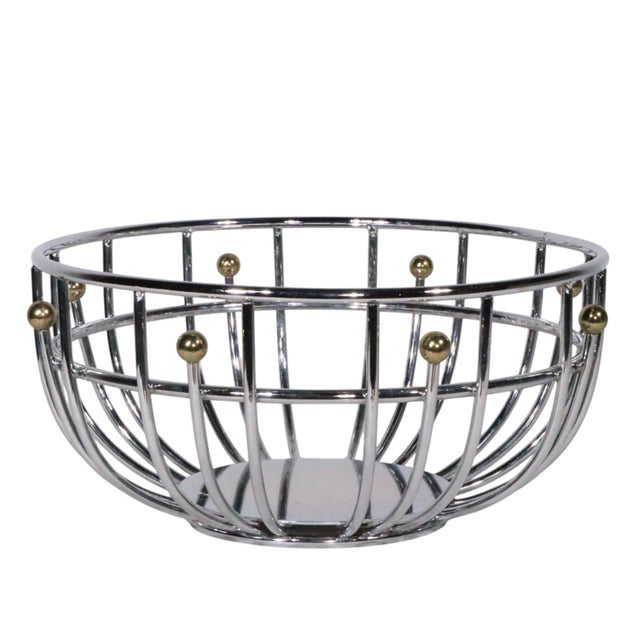 Hollywood Regency Space Age Chrome and Brass Fruit Bowl C. 1960/70's For Sale - Image 4 of 7