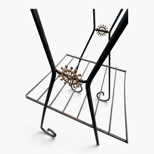 Metal Mid Century Plant Stand Black Metal Wire Patio Table Telephone Table Smoking Stand For Sale - Image 7 of 8