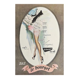 1956 Original French Mid-Century Lingerie Advertisement Print For Sale