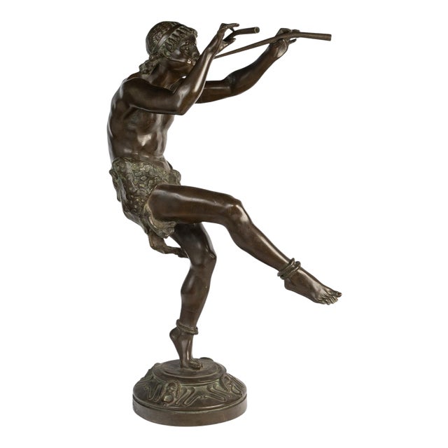 E. Piron, The Piper, 1900, Bronze For Sale