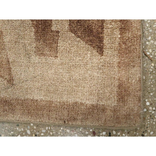 Brown Galerie Shabab Collection Mid-20th Century Handmade English Art Deco Style Throw Rug in Brown For Sale - Image 8 of 10