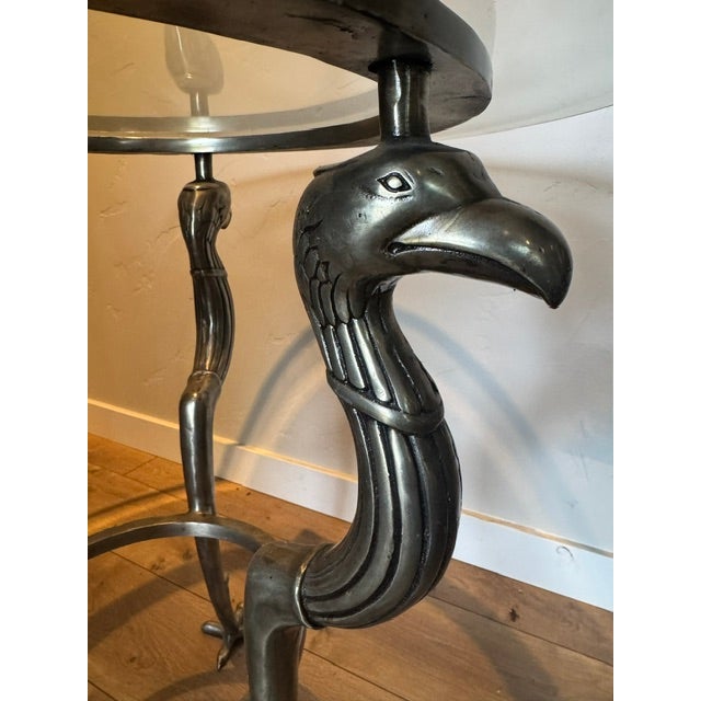 1980s Authentic Maitland-Smith Ltd. Three Eagle Pedestal Design Table Base With Glass Top For Sale - Image 10 of 13