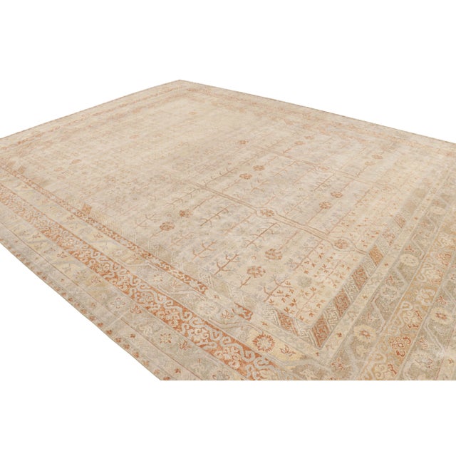 Rug & Kilim Rug & Kilim’s Modern Block Print Rug in Beige with Geometric-Floral Patterns - 12x15 For Sale - Image 4 of 8