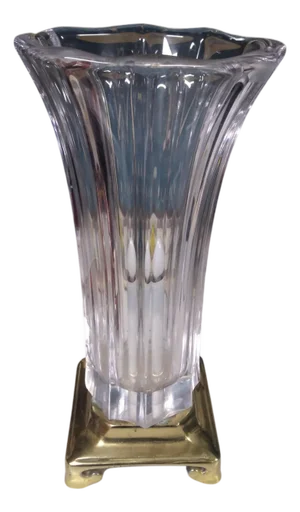 Late 20th Century Cut Glass With Brass Base Table Lamp