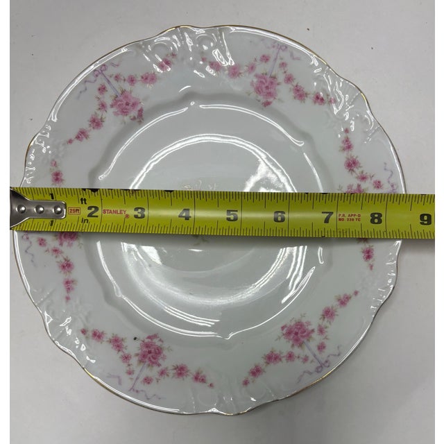 Antique German Rococo Revival Porcelain Plate With Hand-Painted Florals & Gilt Rim Carl Tielsch For Sale - Image 4 of 5